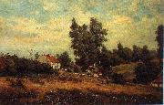 Theodore Fourmois Landscape with farms Sweden oil painting artist
